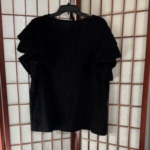Chic Black Ruffle Sleeve Blouse PTP 22 inches